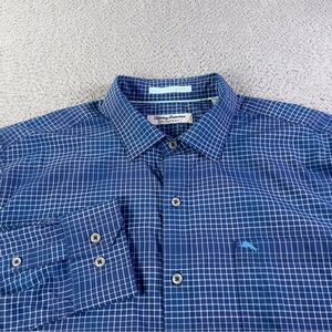 Tommy Bahama The Siesta Key Shirt Men Large Blue Check Long Sleeve Button Preppy